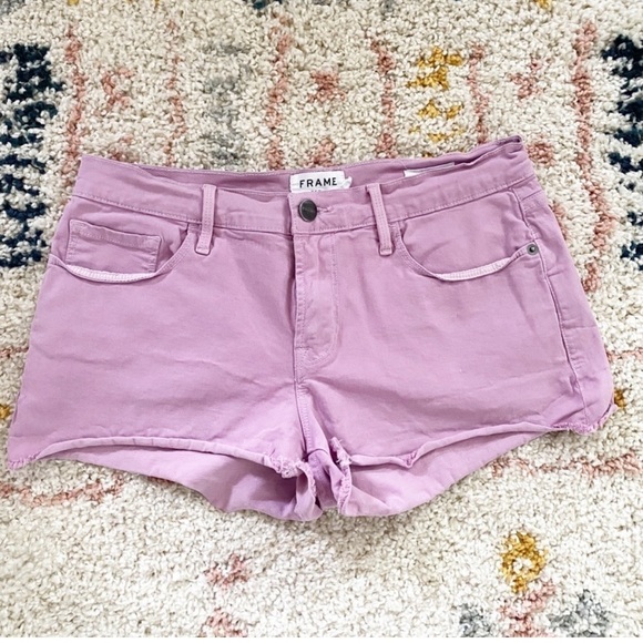 FRAME le cutoff denim shorts lilac size 28 - Picture 2 of 4